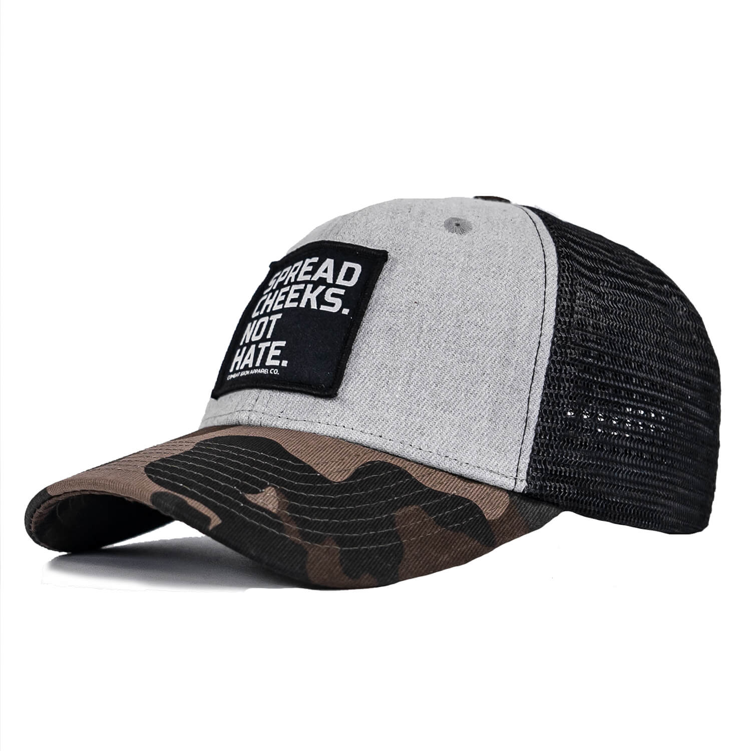 SPREAD CHEEKS. NOT HATE. Patch Snapback HAT - Combat Iron Apparel Co.