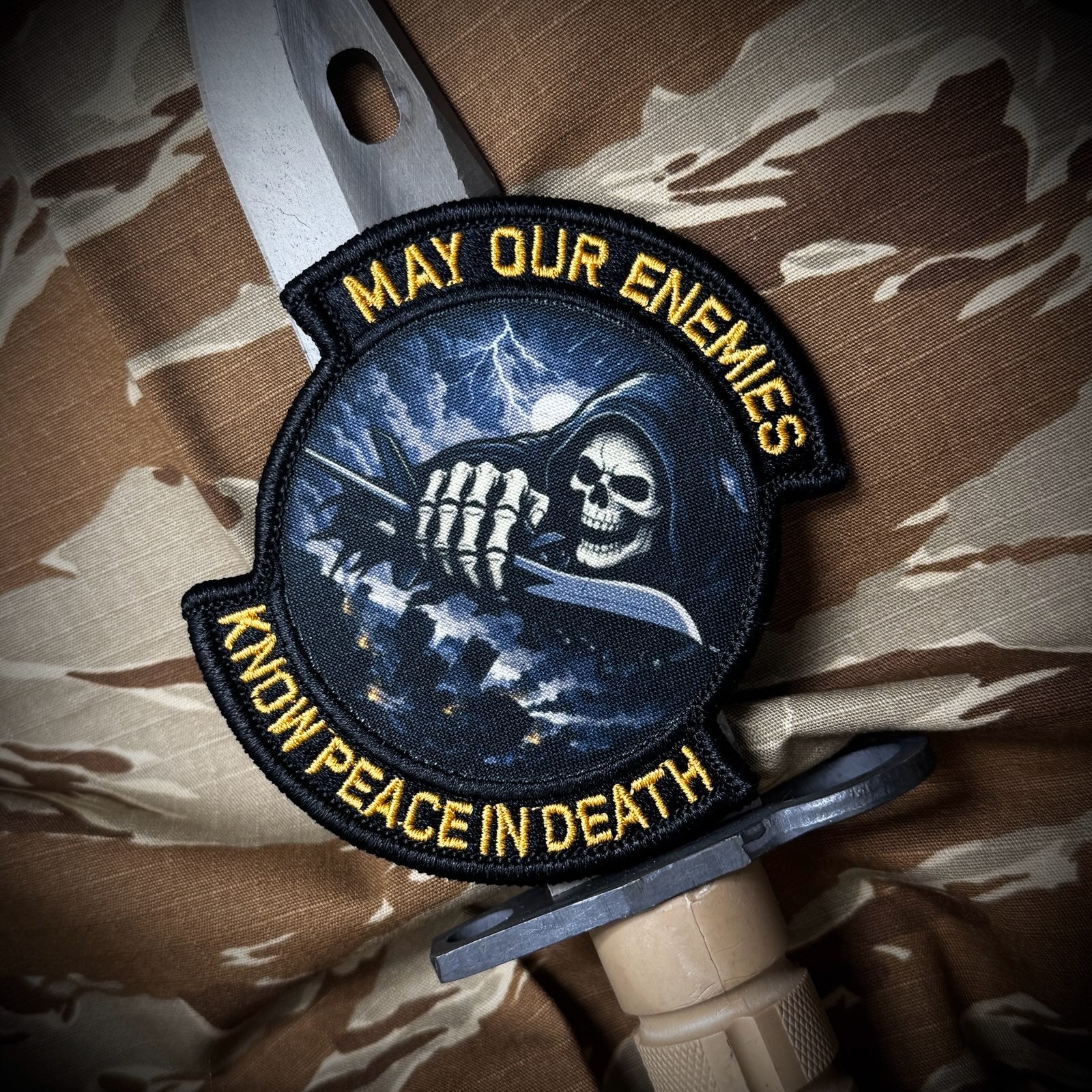 May 2026 POTM - May Our Enemies Know Peace In Death - 4" Subroidery Patch