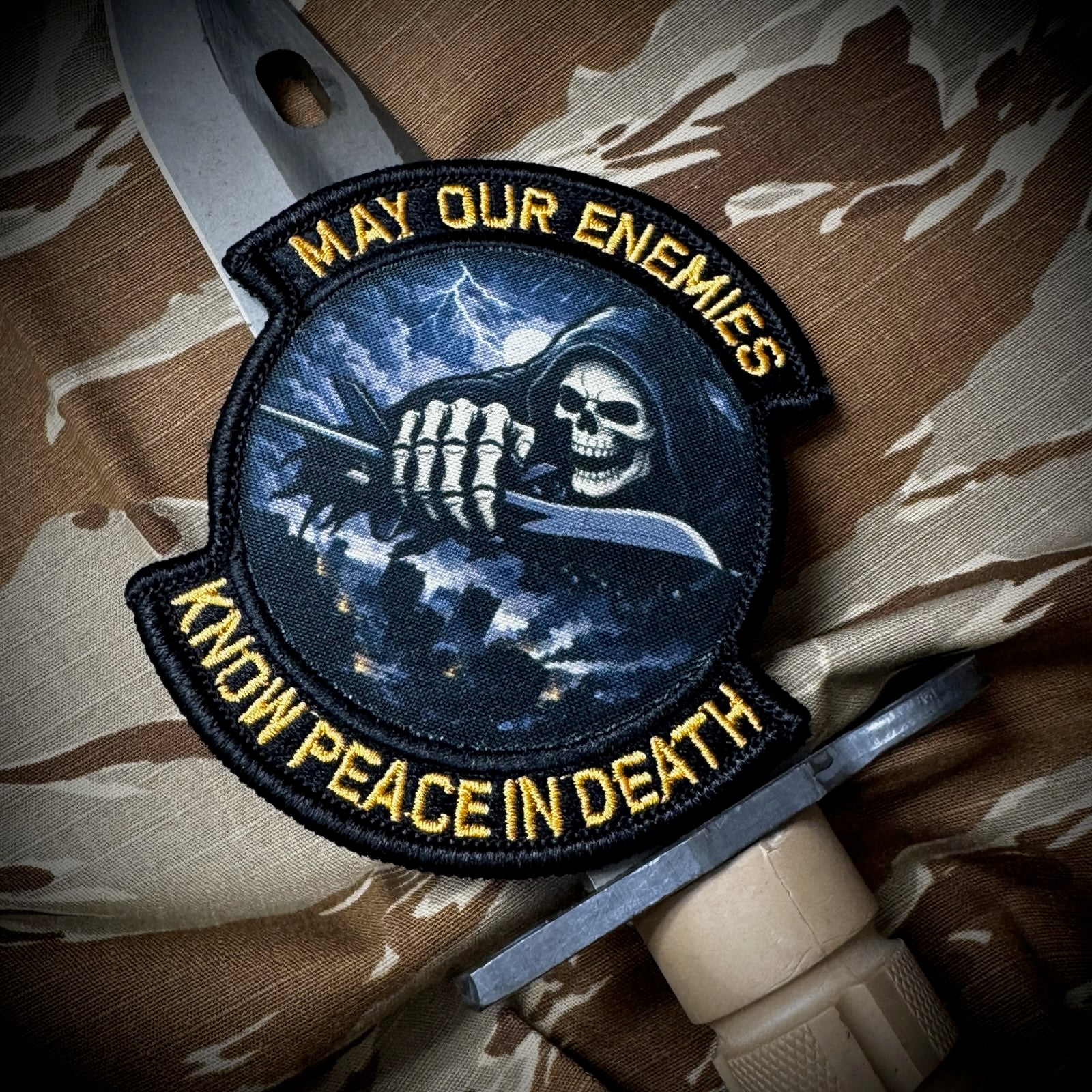 May 2026 POTM - May Our Enemies Know Peace In Death - 4" Subroidery Patch