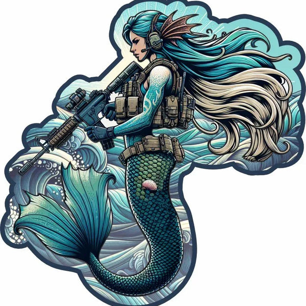 Mermaid Lost At Sea Tactical Morale Patch – Army Military Style Hook & Loop Badge USA Made 10 thumbnail image