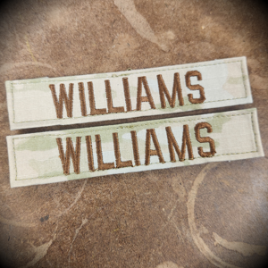 4 Piece Custom Air Force Name Tape & Rank Set w/ Hook Fastener Backing - 3-Color OCP