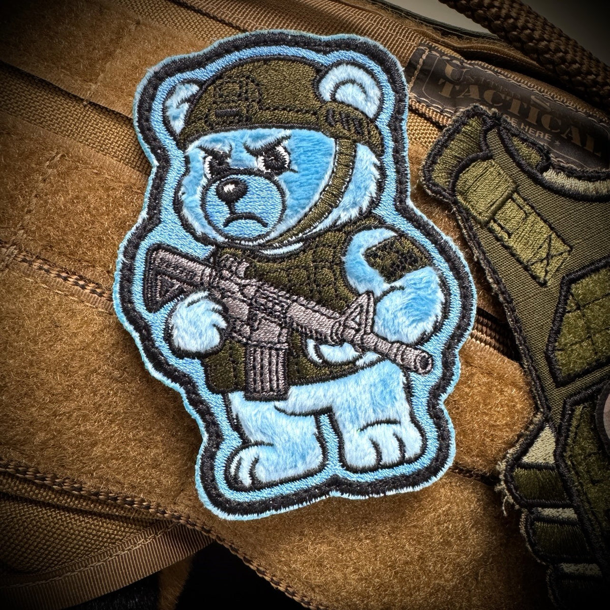 Zero Fucks Bear - IDFC BEARS - 4" Fuzzy Embroidered Patch - Blue