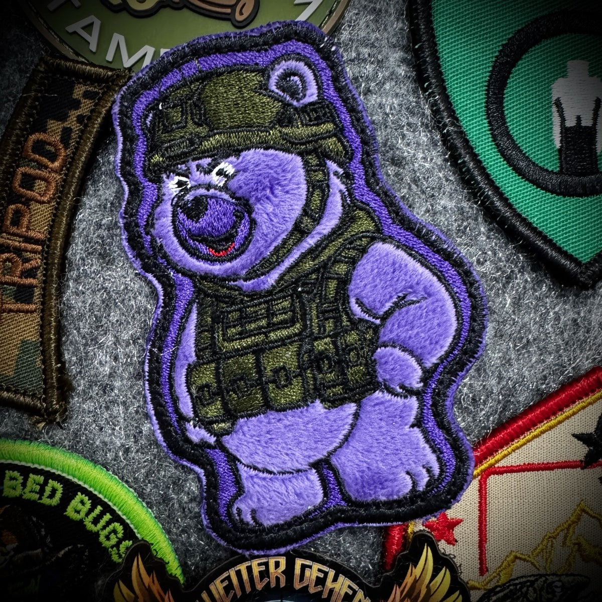 Operation Over It Bear - IDFC BEARS - 4" Fuzzy Embroidered Patch - Purple