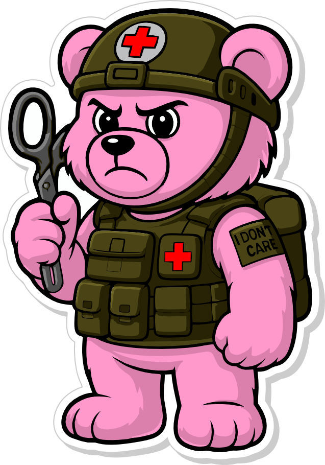 Dead Inside Bear - IDFC BEARS  - 3.75" Sticker - Pink