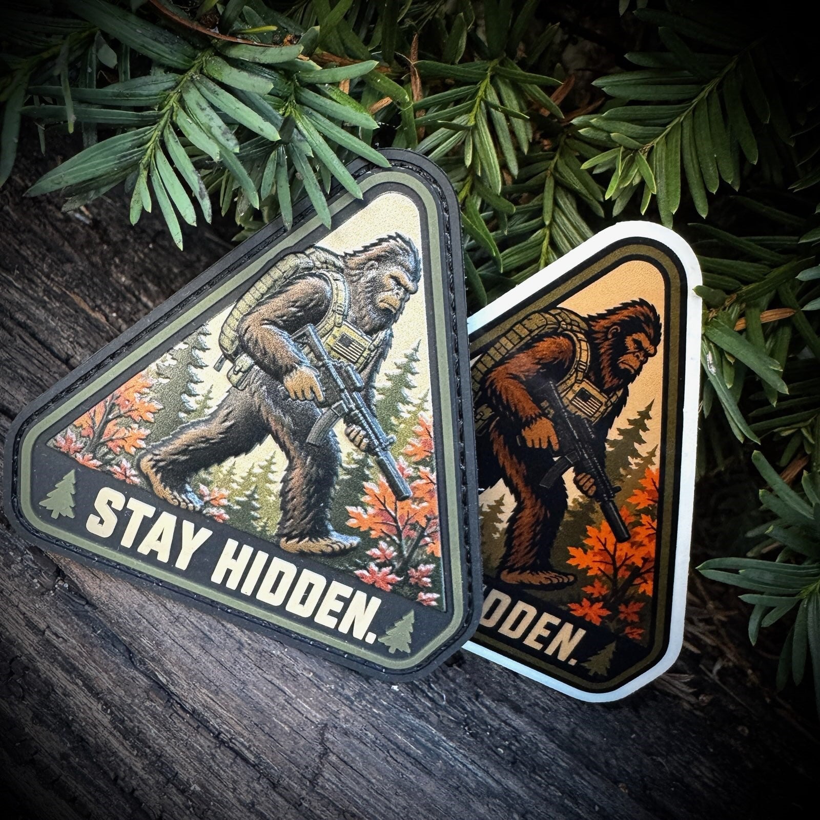 COMBO - POTM - September 2026 POTM - Bigfoot - Stay Hidden - PATCH AND STICKER