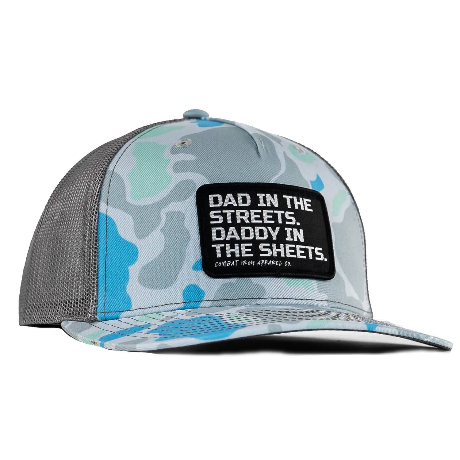 Dad In The Streets. Daddy In The Sheets. Black Patch Snapback Hat - Combat Iron Apparel Co.