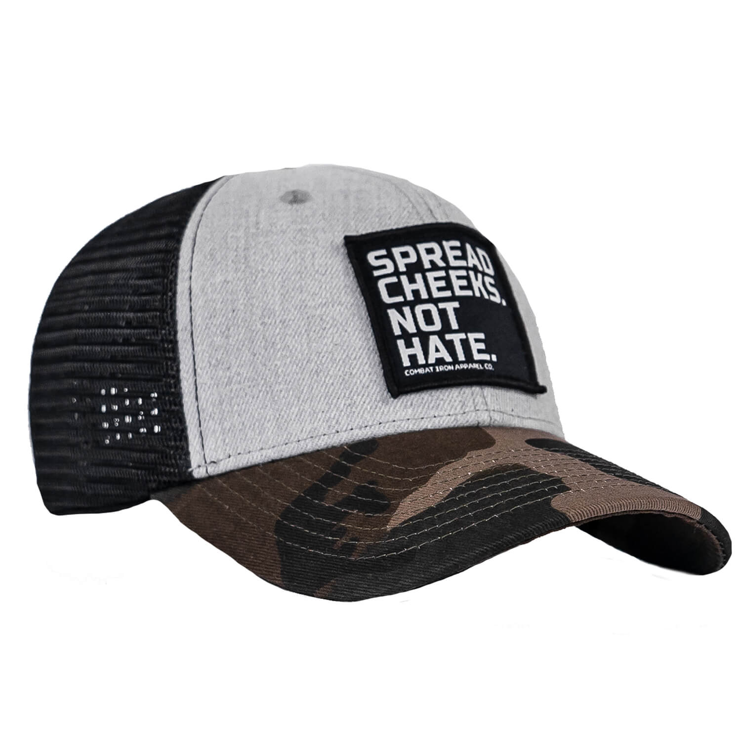 SPREAD CHEEKS. NOT HATE. Patch Snapback HAT - Combat Iron Apparel Co.