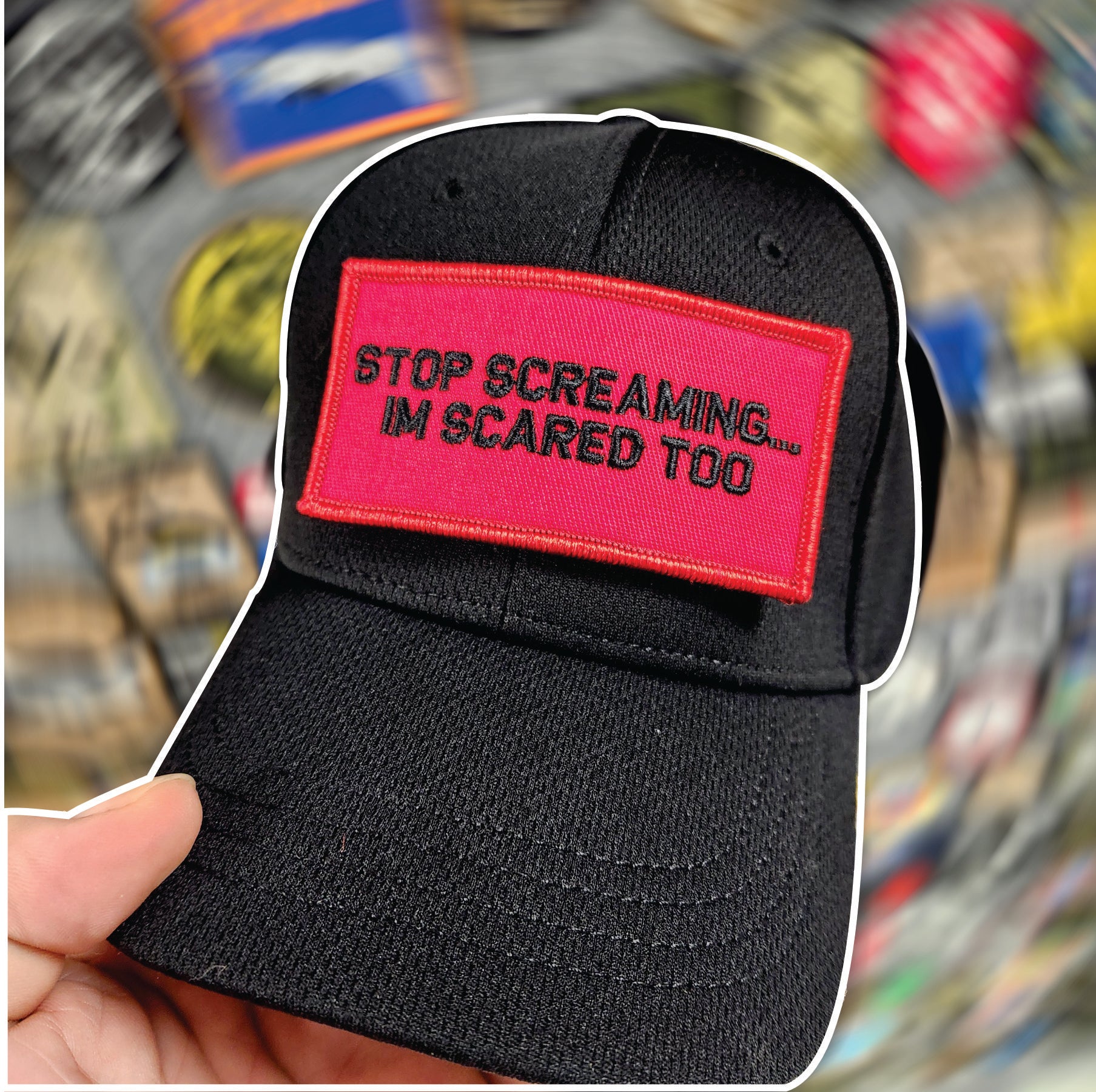 As Seen on Socials - Stop Screaming... I'm Scared Too - 2x4 Patch - Red w/Black