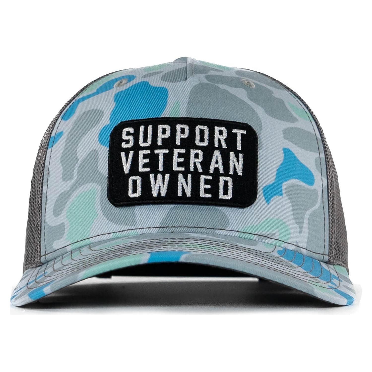Support Veteran Owned Patch Mid-Profile Mesh Snapback - Combat Iron Apparel Co.