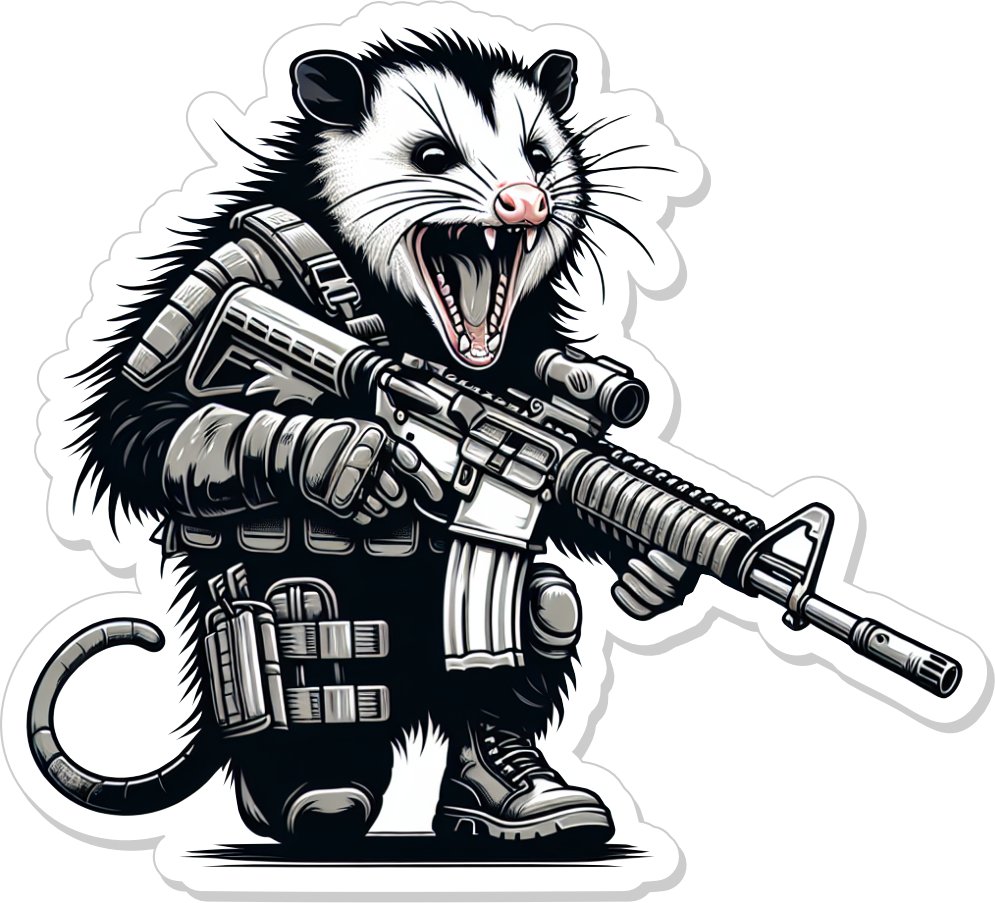 "Street Cat Collection" Patch 3 - Tactical Possum - 3.5" Sticker