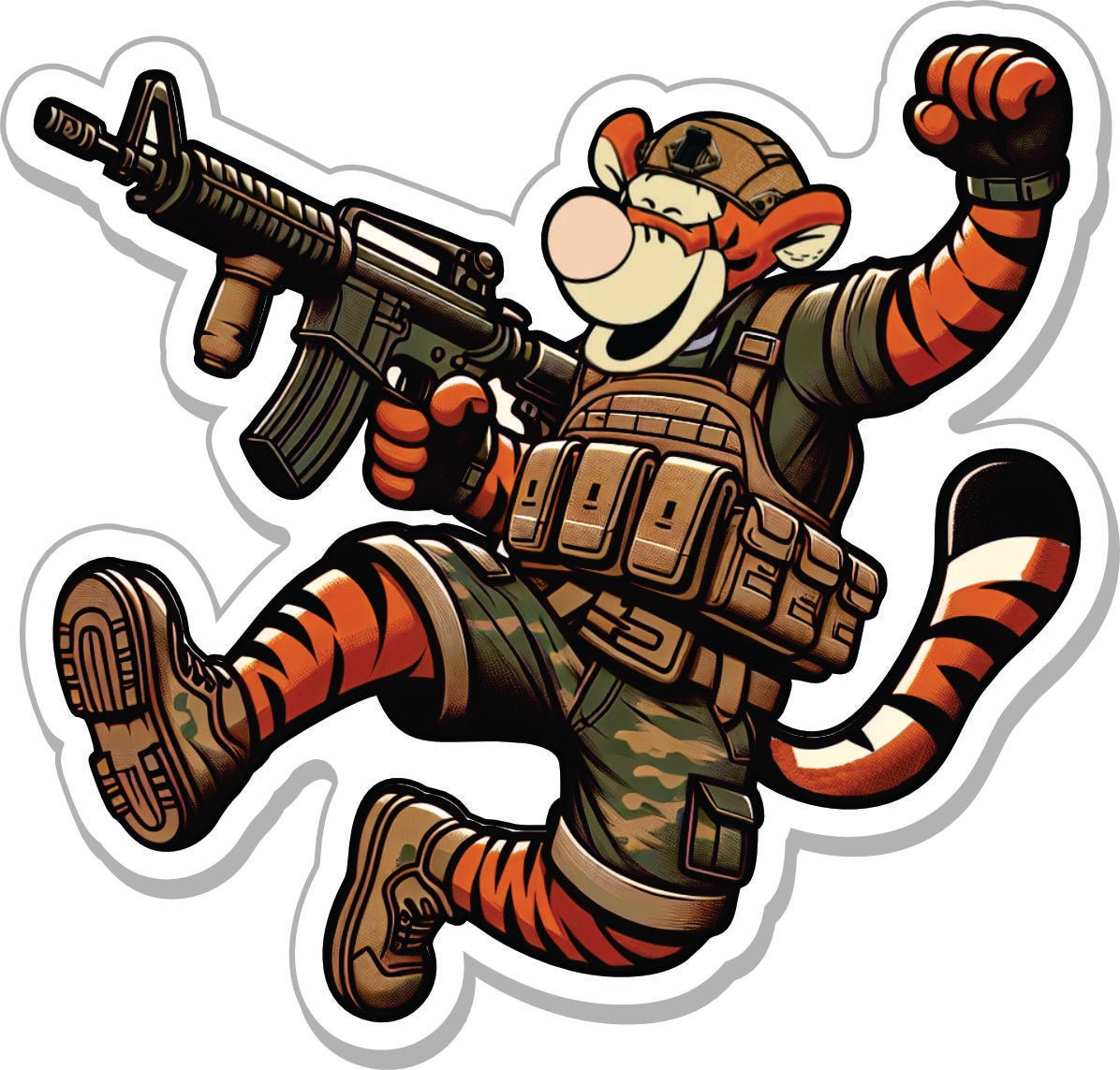 Tactical Tigger - Tactical Pooh Squad - 4" Sticker - Slap