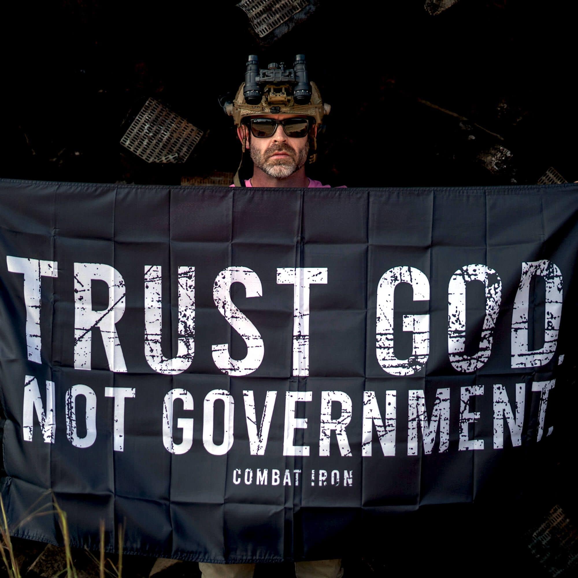 Trust God. Not Government. Distressed 3' X 5' Wall Flag - Combat Iron Apparel Co.