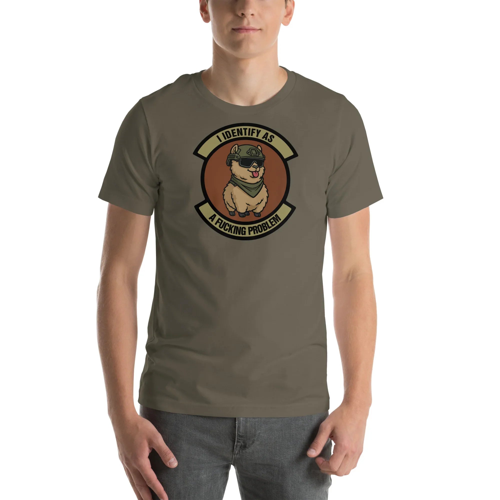 Tactical Llama - I Identify As a Fucking Problem - Unisex t-shirt