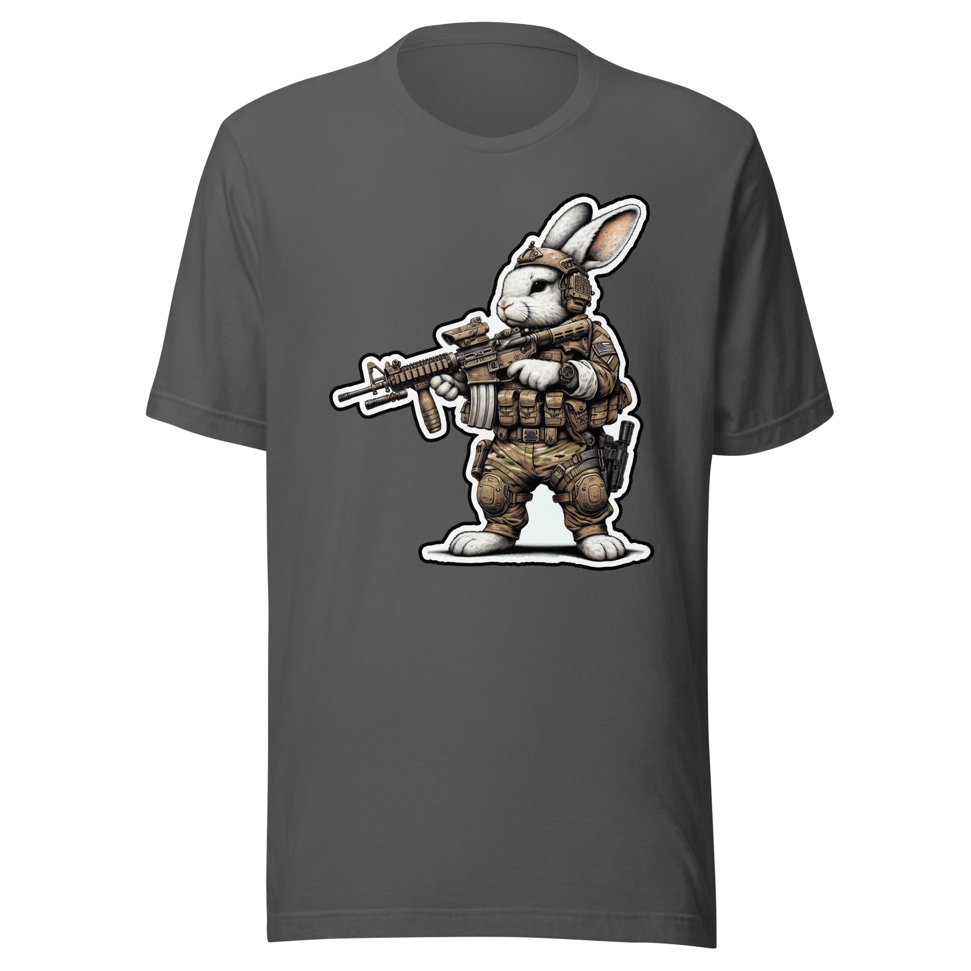 US Tactical Easter Bunny carrying AR15 in the ready Position -  Mini Morale - Unisex T-Shirt Bad Bunny Collection