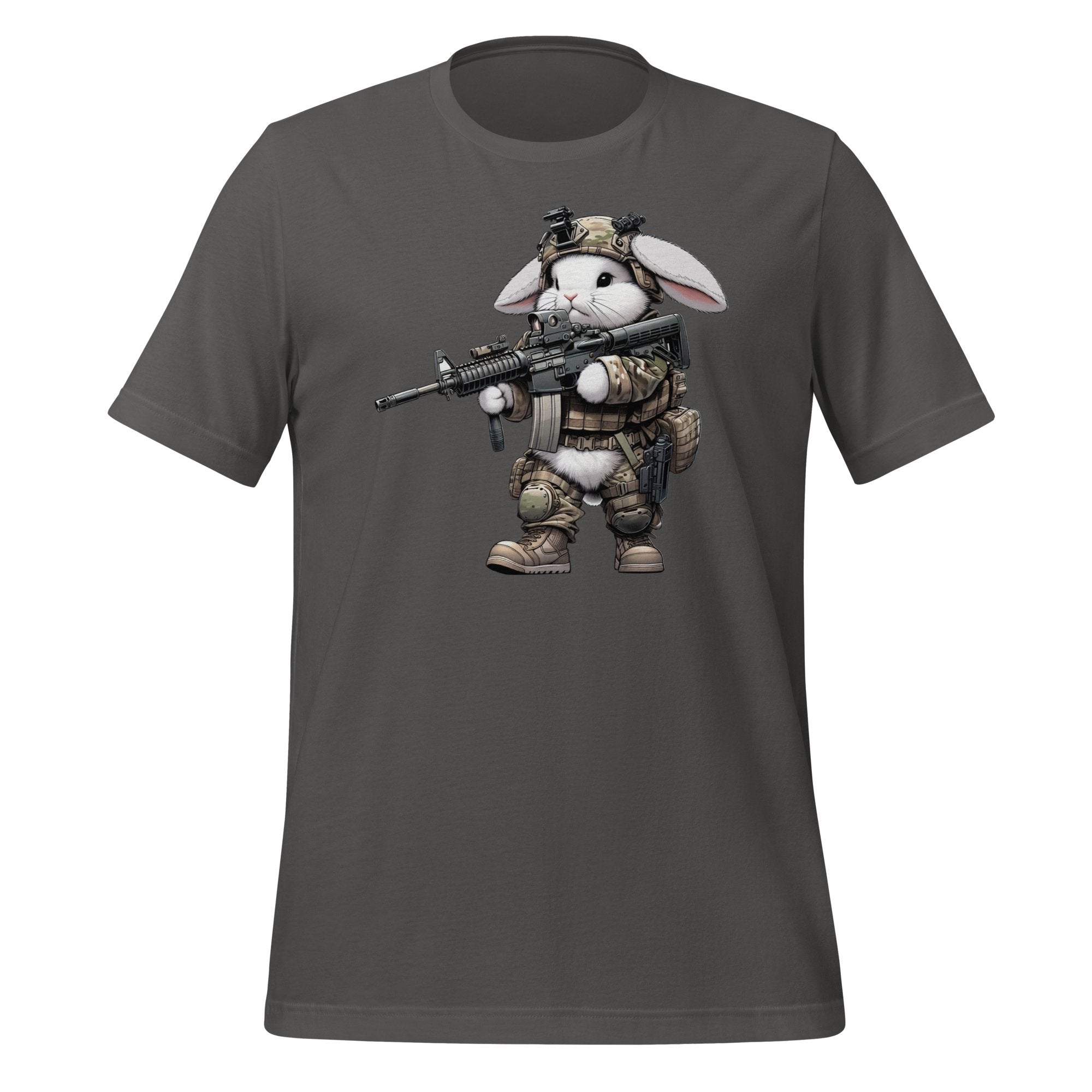 US Tactical Battle Bunny carrying AR15 in the ready Position -  Mini Morale - Unisex T-Shirt Bad Bunny Collection