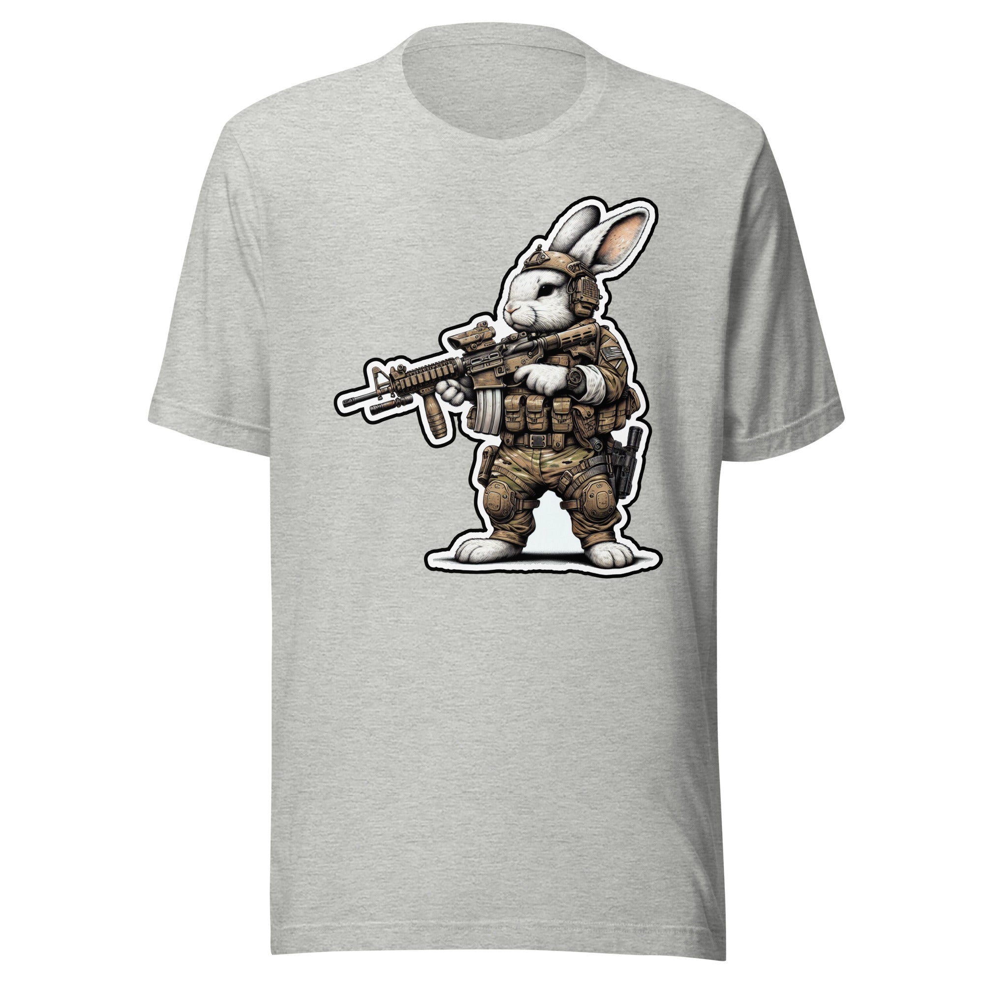 US Tactical Easter Bunny carrying AR15 in the ready Position -  Mini Morale - Unisex T-Shirt Bad Bunny Collection