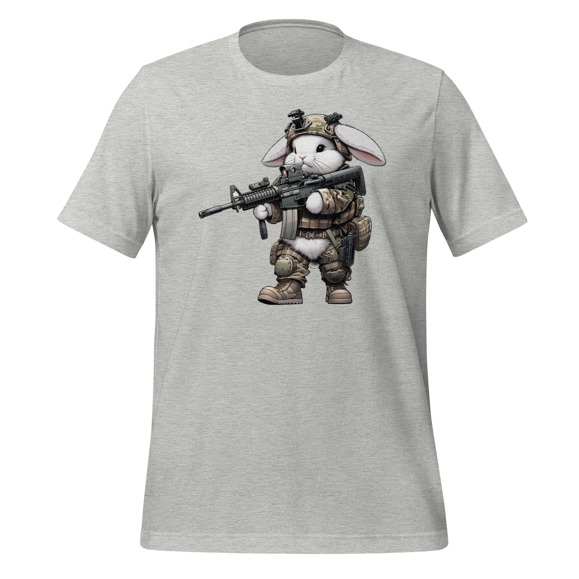 US Tactical Battle Bunny carrying AR15 in the ready Position -  Mini Morale - Unisex T-Shirt Bad Bunny Collection
