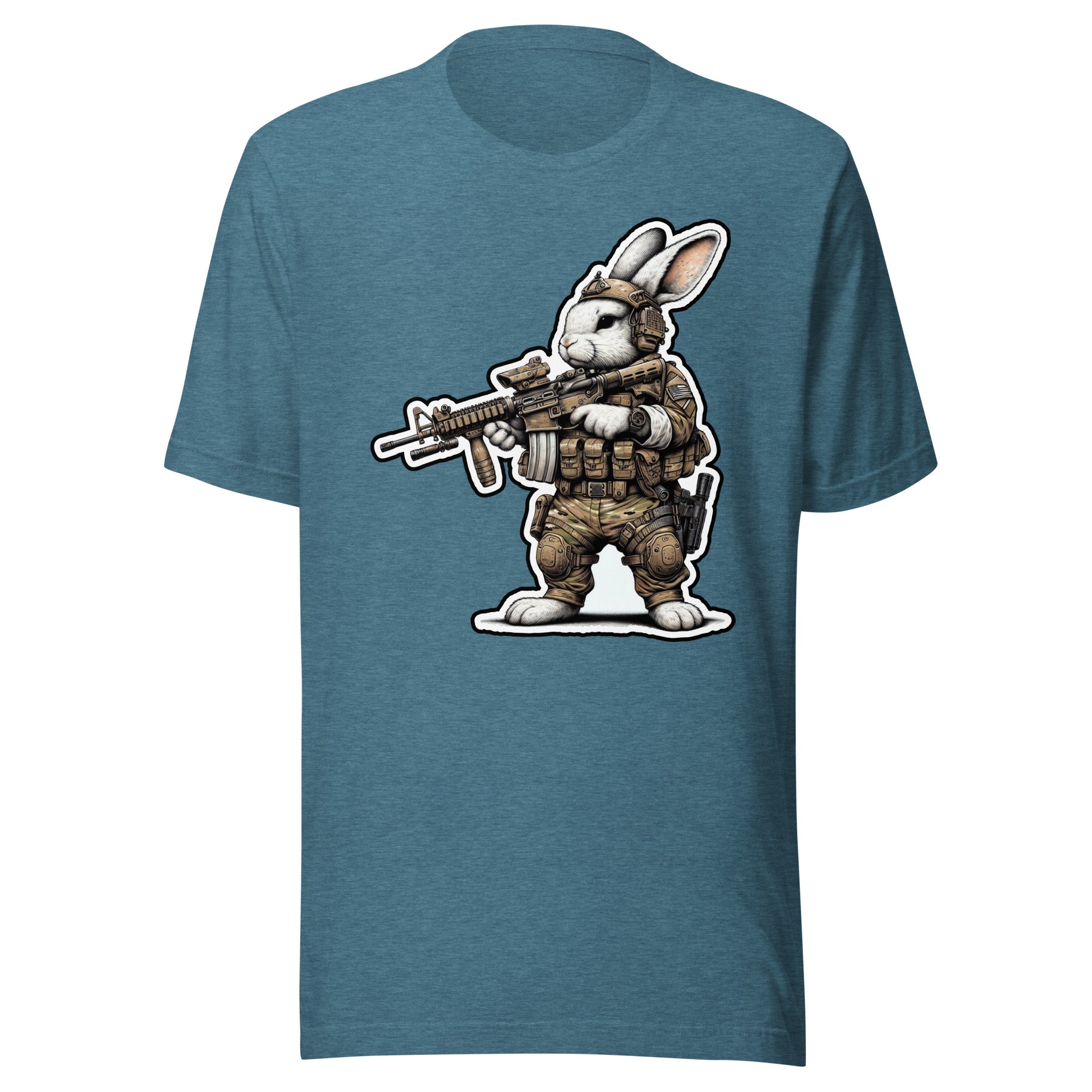 US Tactical Easter Bunny carrying AR15 in the ready Position -  Mini Morale - Unisex T-Shirt Bad Bunny Collection