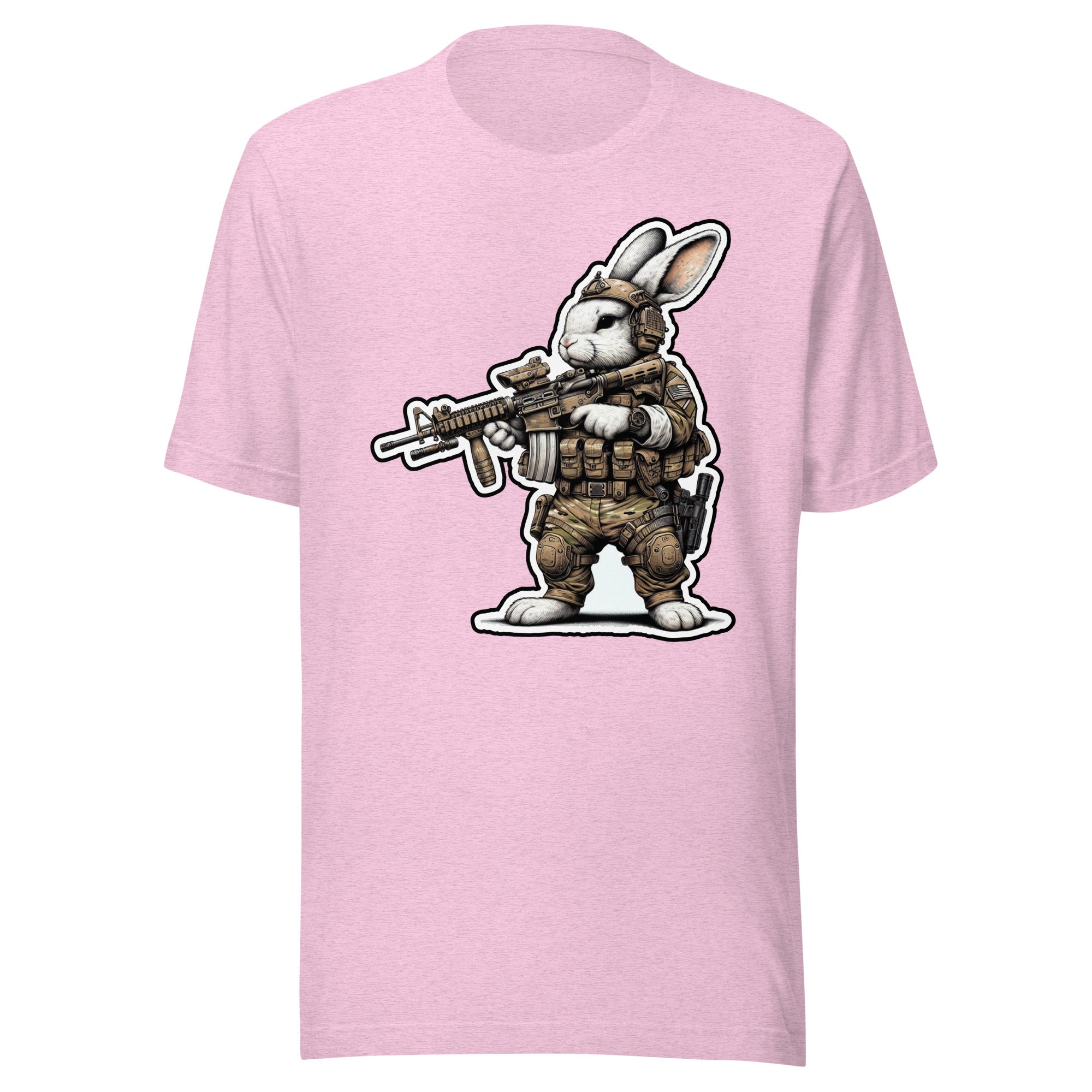 US Tactical Easter Bunny carrying AR15 in the ready Position -  Mini Morale - Unisex T-Shirt Bad Bunny Collection