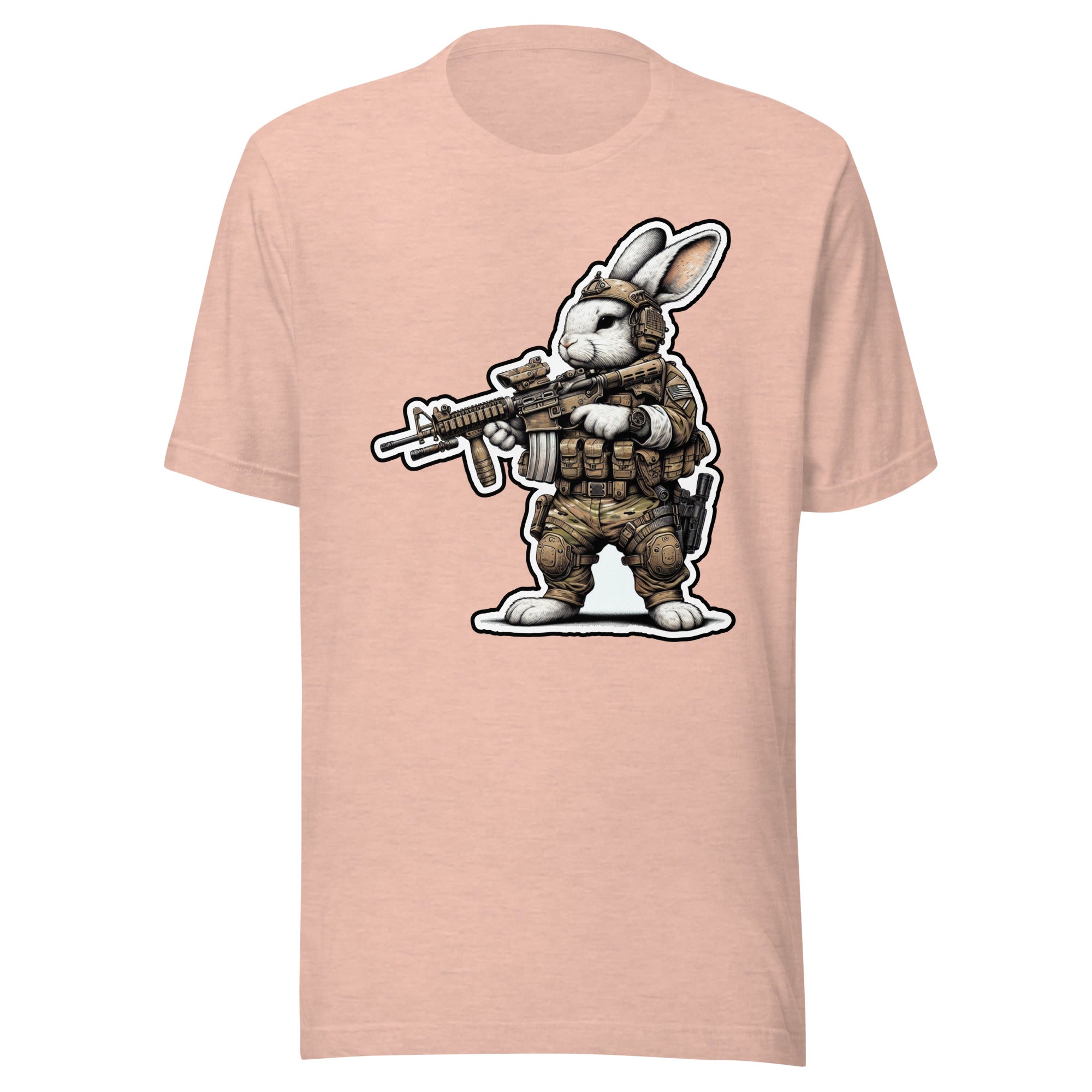 US Tactical Easter Bunny carrying AR15 in the ready Position -  Mini Morale - Unisex T-Shirt Bad Bunny Collection