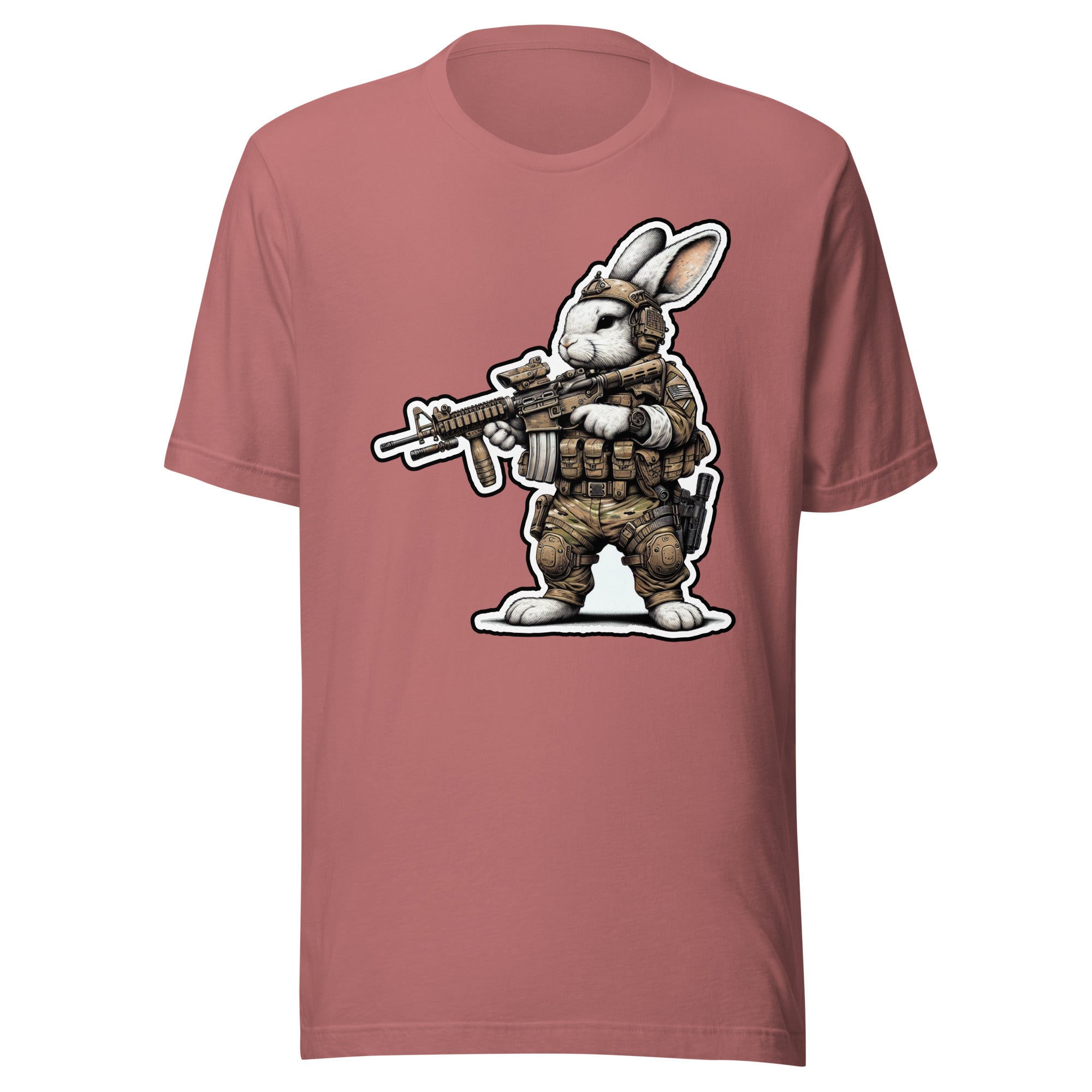 US Tactical Easter Bunny carrying AR15 in the ready Position -  Mini Morale - Unisex T-Shirt Bad Bunny Collection