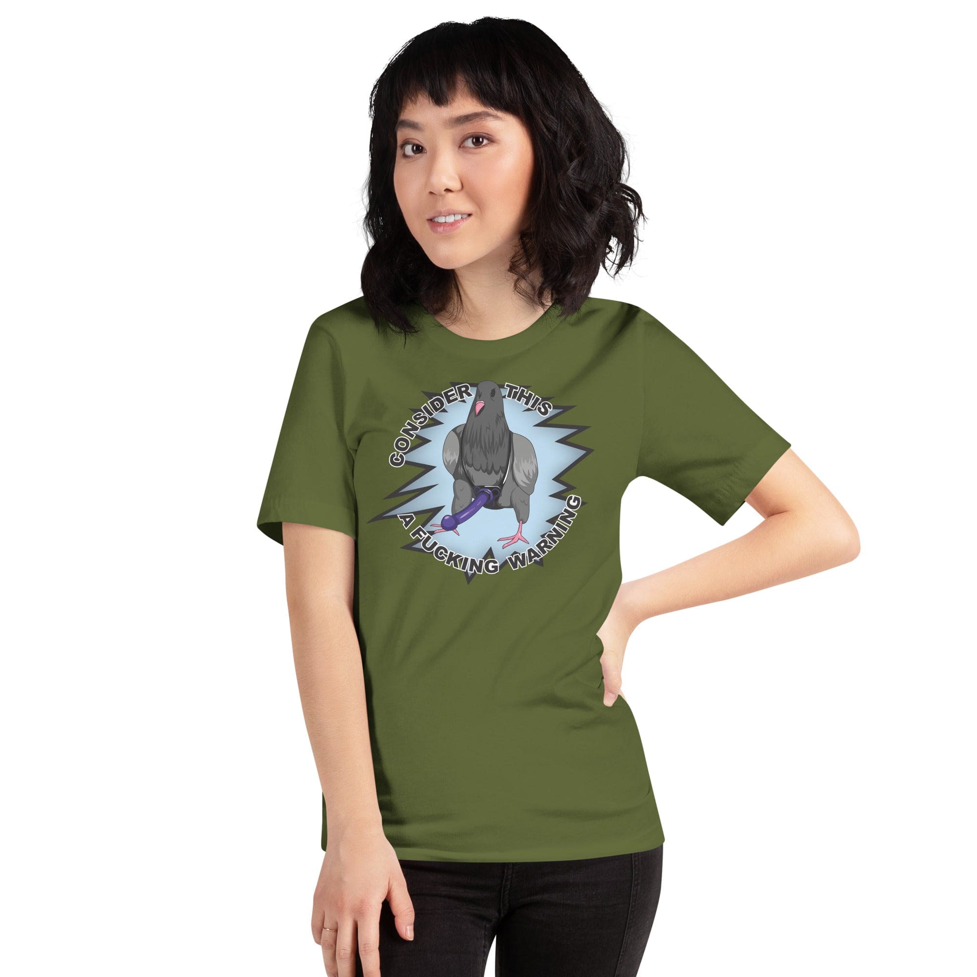Tactical Gear Junkie Olive / S Consider this a warning pigeon Unisex t-shirt