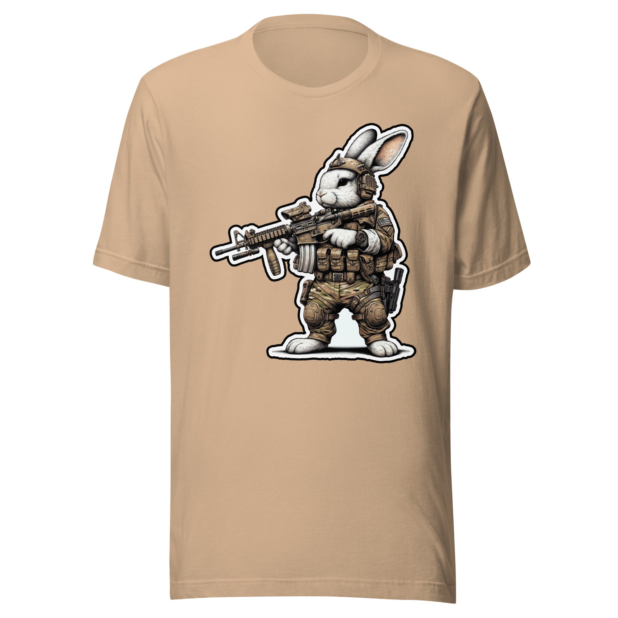 US Tactical Easter Bunny carrying AR15 in the ready Position -  Mini Morale - Unisex T-Shirt Bad Bunny Collection