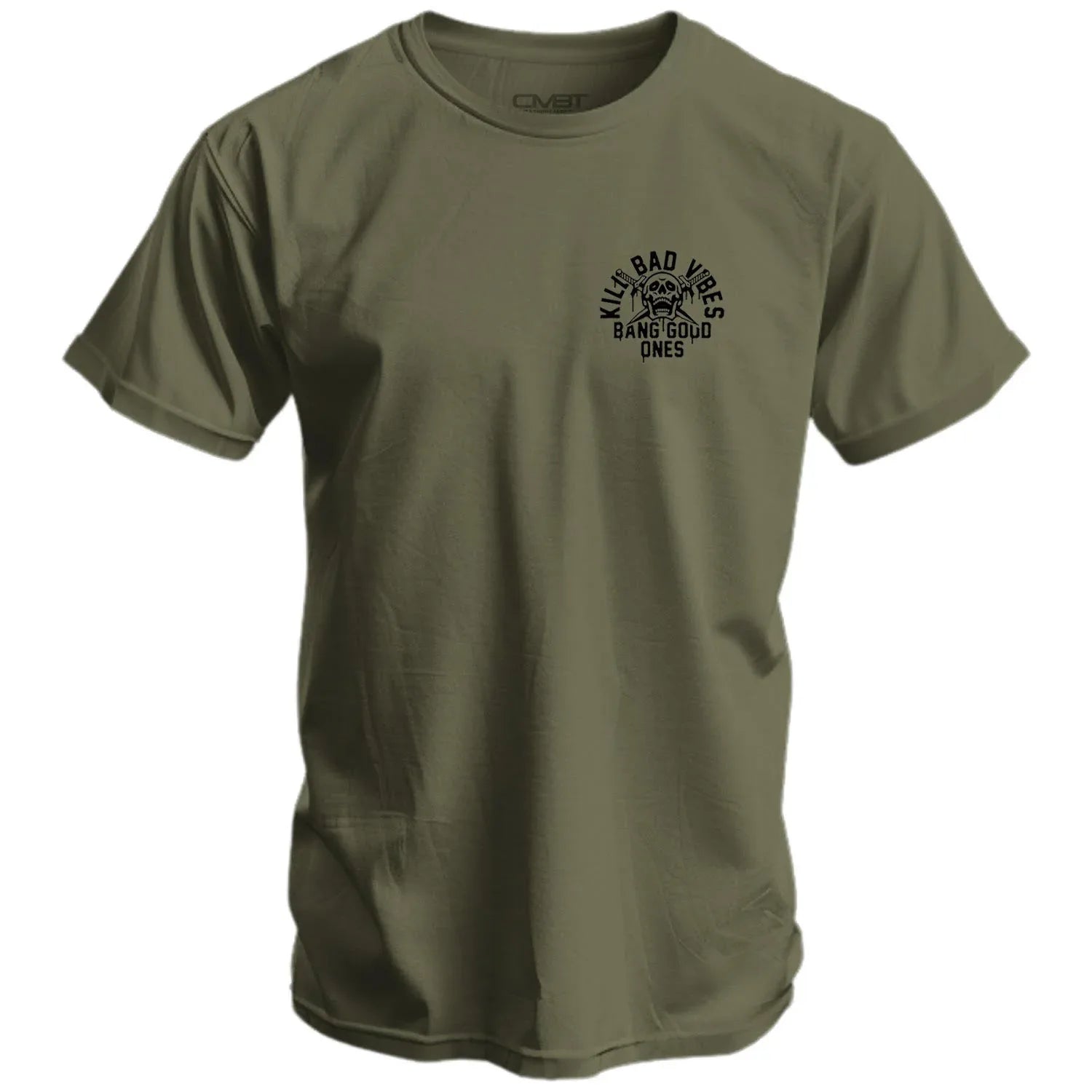 Kill Bad Vibes. Bang Good Ones Skull Men's T-Shirt - Combat Iron Apparel Co.