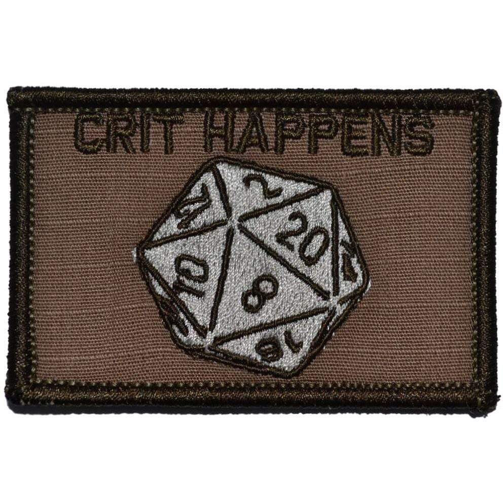 Tactical Gear Junkie Patches Coyote Brown Crit Happens 20 Sided Die - 2x3 Patch