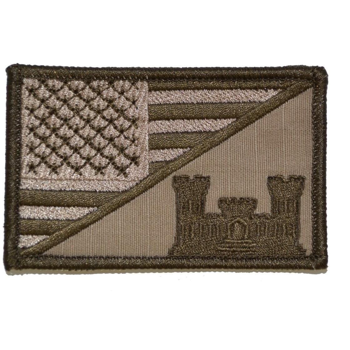 Tactical Gear Junkie Patches Coyote Brown Army Engineer Castle USA Flag - 2.25x3.5 Patch