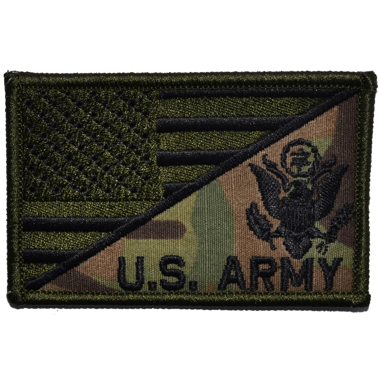 Tactical Gear Junkie Patches MultiCam US Army Crest With Text USA Flag - 2.25x3.5 Patch