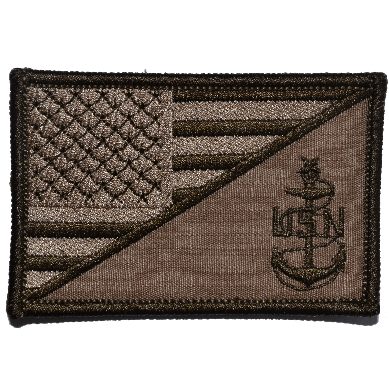Tactical Gear Junkie Patches Coyote Brown Navy SCPO Senior Chief Petty Officer USA Flag - 2.25x3.5 Patch