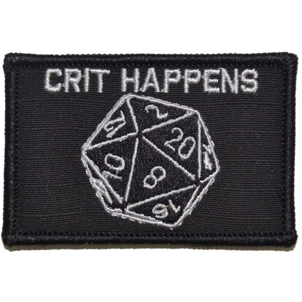 Tactical Gear Junkie Patches Black Crit Happens 20 Sided Die - 2x3 Patch