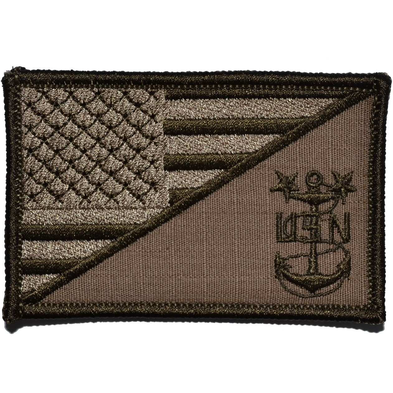 Tactical Gear Junkie Patches Coyote Brown Navy MCPO Master Chief Petty Officer USA Flag - 2.25x3.5 inch Patch