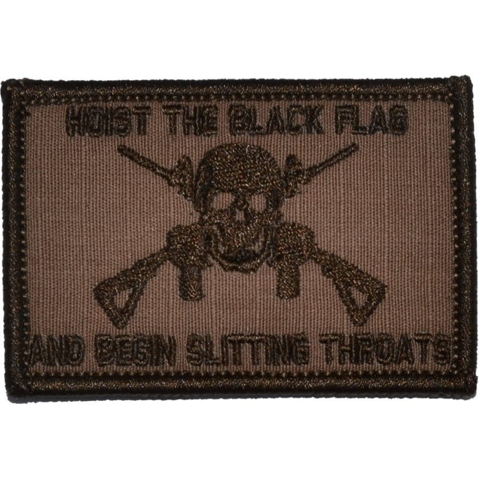 Tactical Gear Junkie Patches Coyote Brown Hoist The Black Flag and Begin Slitting Throats Jolly Roger - 2x3 Patch