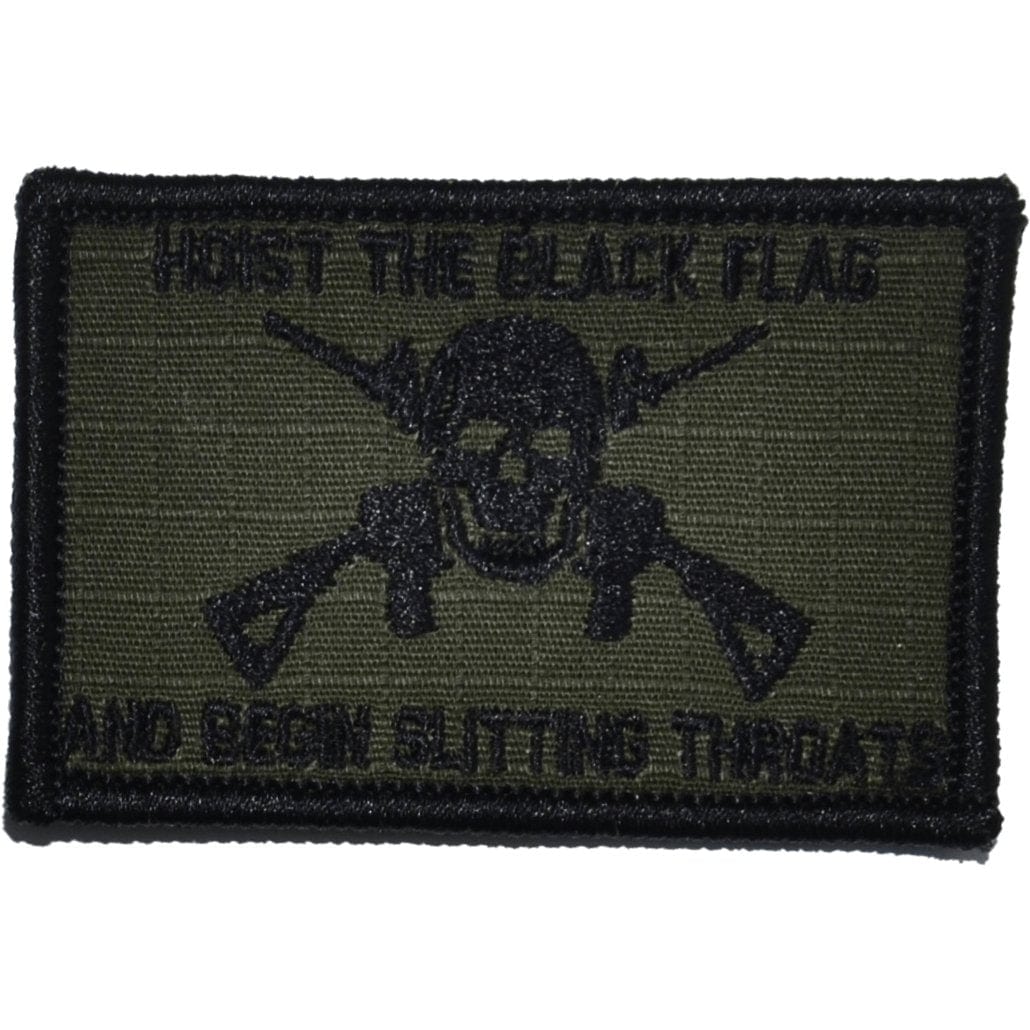 Tactical Gear Junkie Patches Olive Drab Hoist The Black Flag and Begin Slitting Throats Jolly Roger - 2x3 Patch