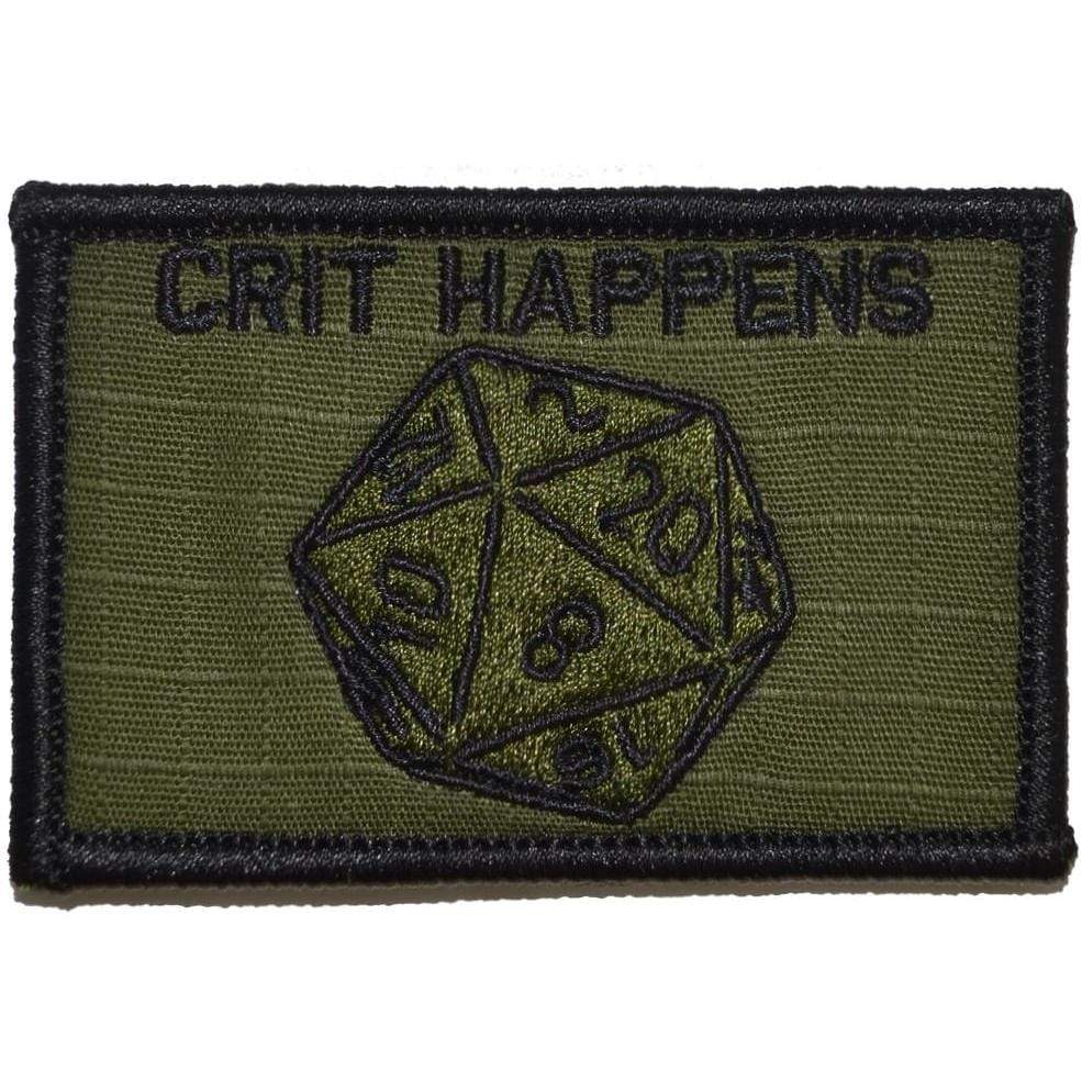 Tactical Gear Junkie Patches Olive Drab Crit Happens 20 Sided Die - 2x3 Patch