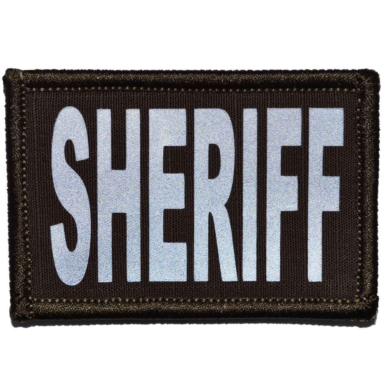 SHERIFF Back Patch, Printed, Reflective, Hook, Black/Silver, 12x3-1/2