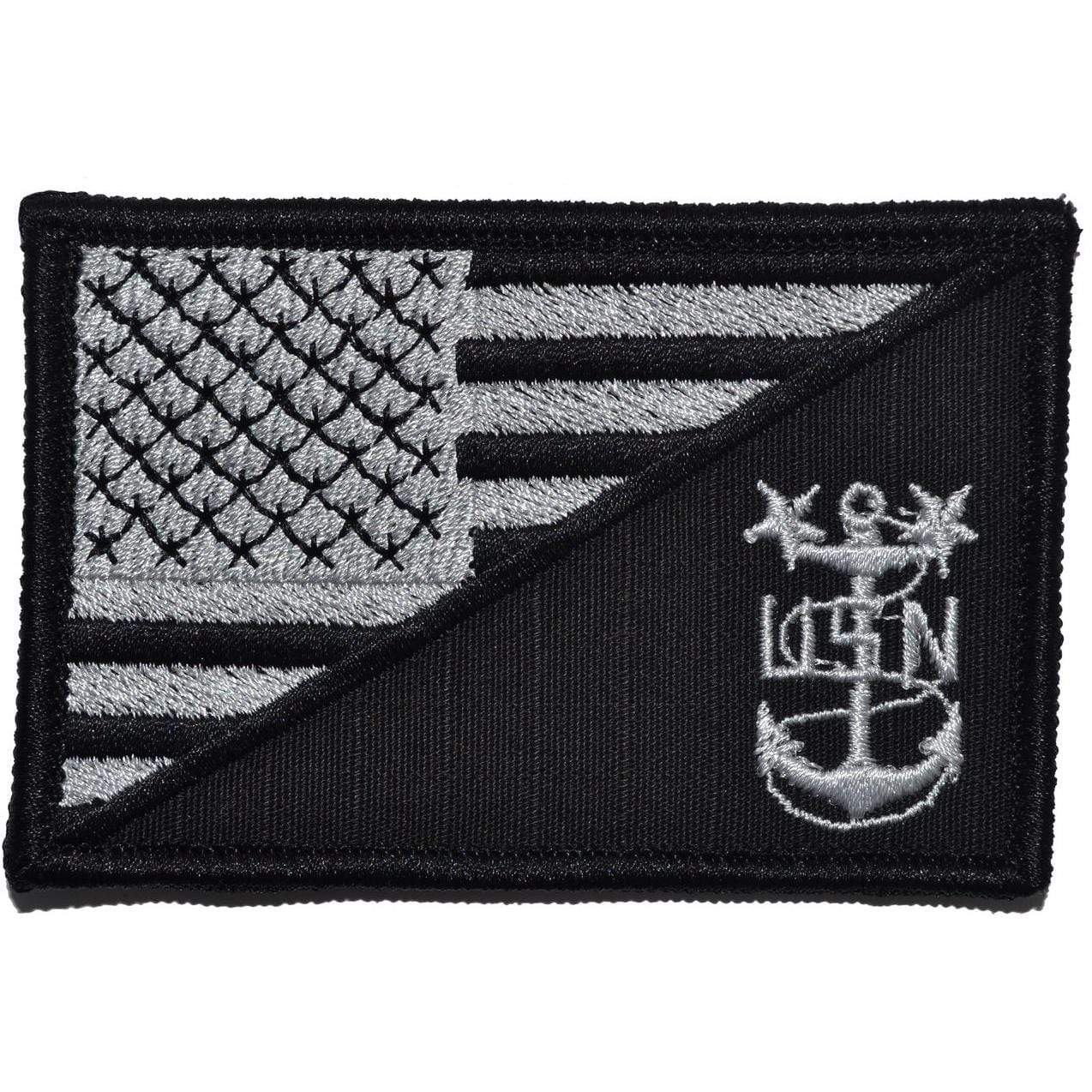 Tactical Gear Junkie Patches Black Navy MCPO Master Chief Petty Officer USA Flag - 2.25x3.5 inch Patch