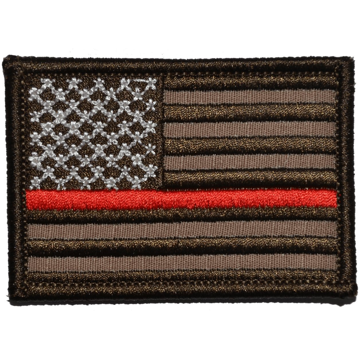 Tactical Gear Junkie Patches Coyote Brown Thin Red Line Firefighter American Flag - 2x3 Hat Patch