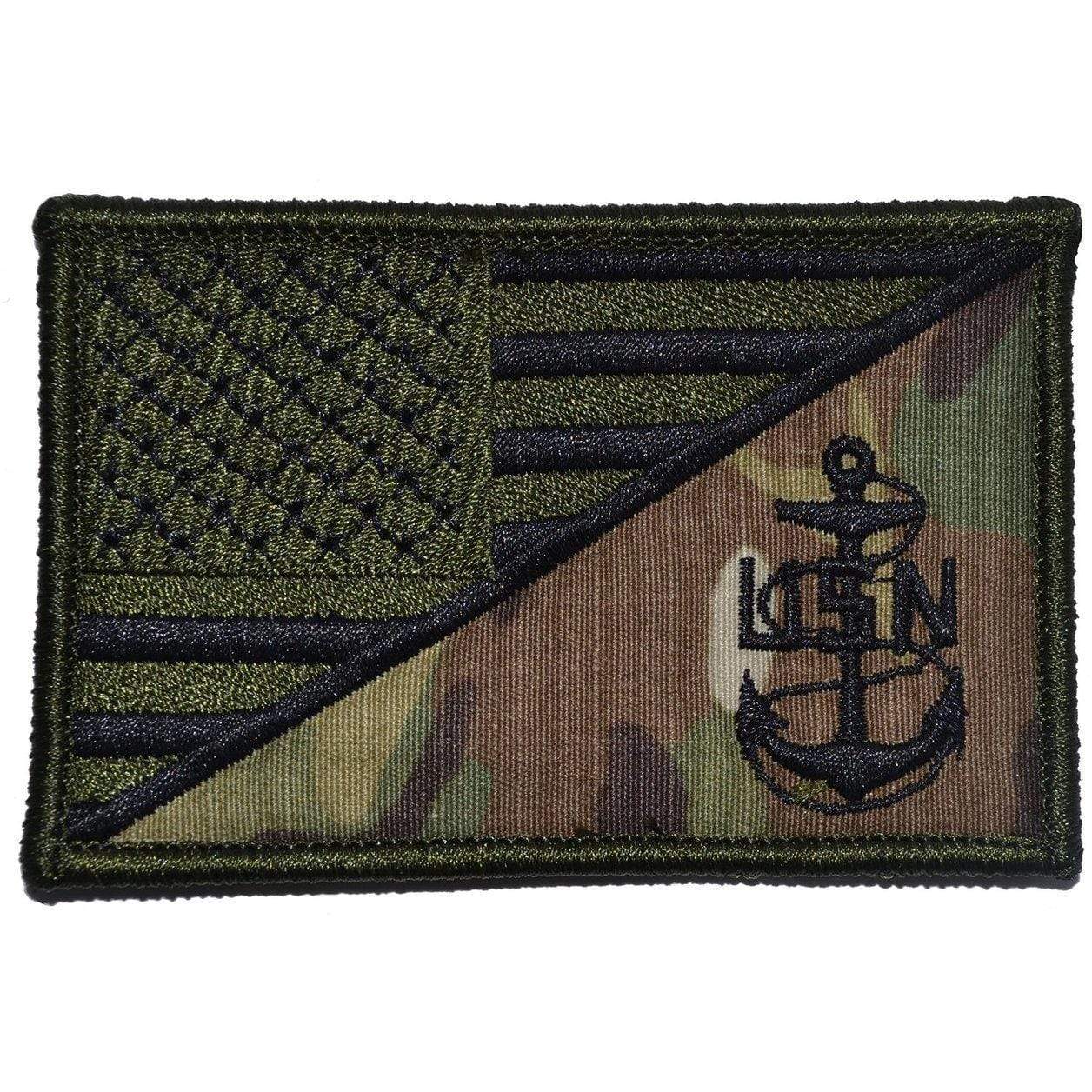 Tactical Gear Junkie Patches MultiCam Navy Chief Petty Officer Anchor USA Flag - 2.25x3.5 Patch