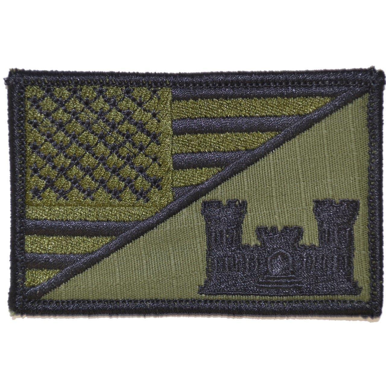 Tactical Gear Junkie Patches Olive Drab Army Engineer Castle USA Flag - 2.25x3.5 Patch