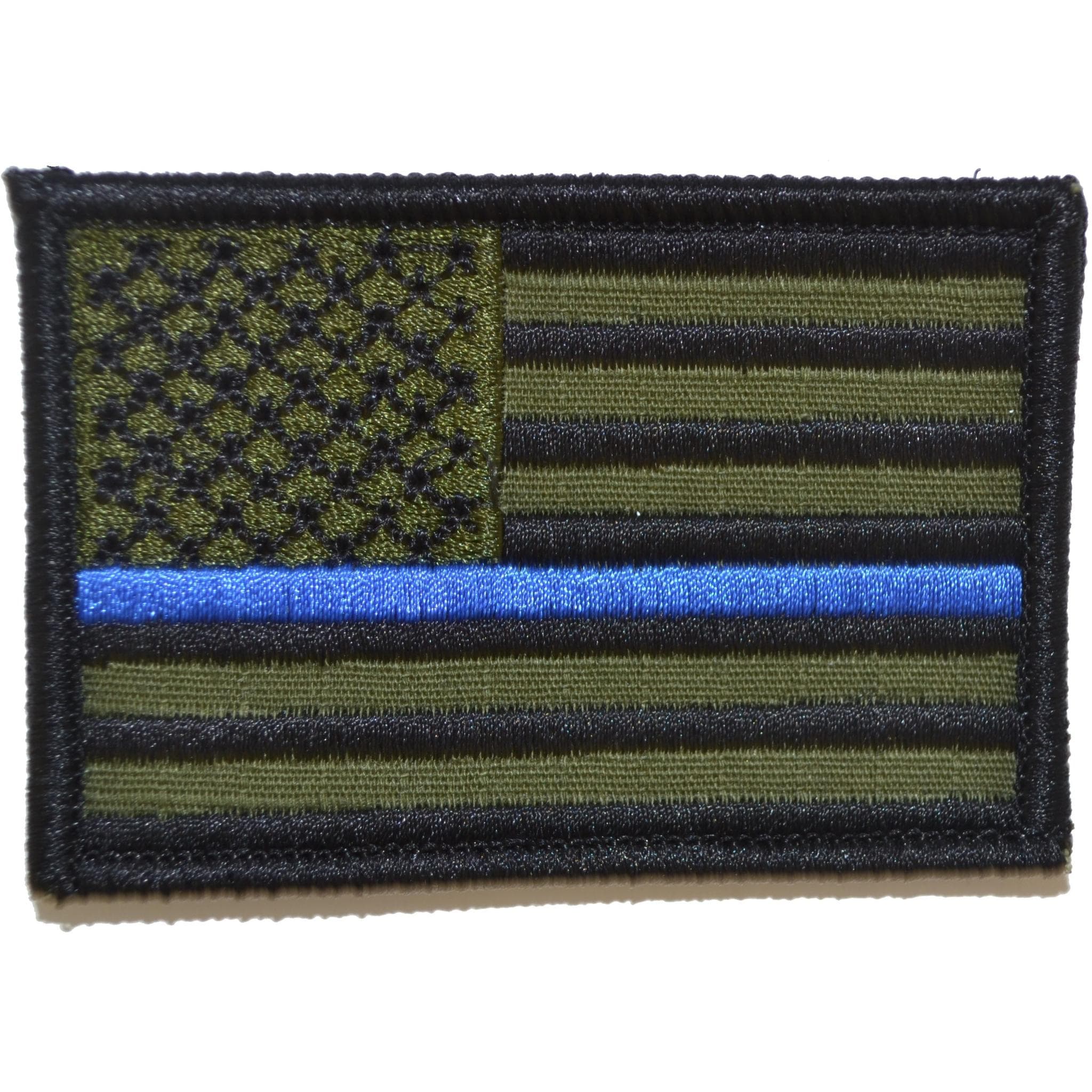 Tactical Gear Junkie Patches Olive Drab Thin Blue Line American Flag - 2x3 Hat Patch