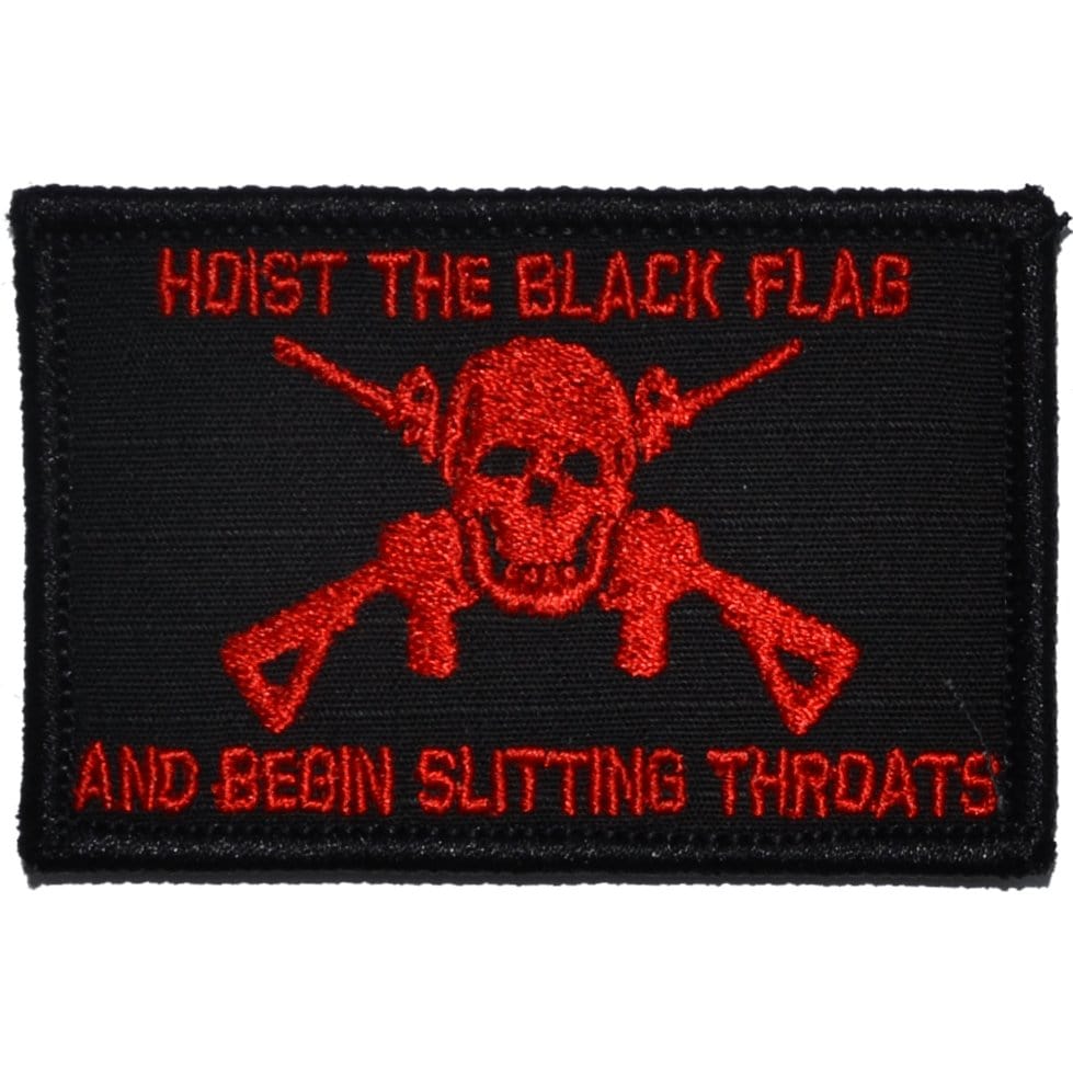 Tactical Gear Junkie Patches Black w/ Red Hoist The Black Flag and Begin Slitting Throats Jolly Roger - 2x3 Patch