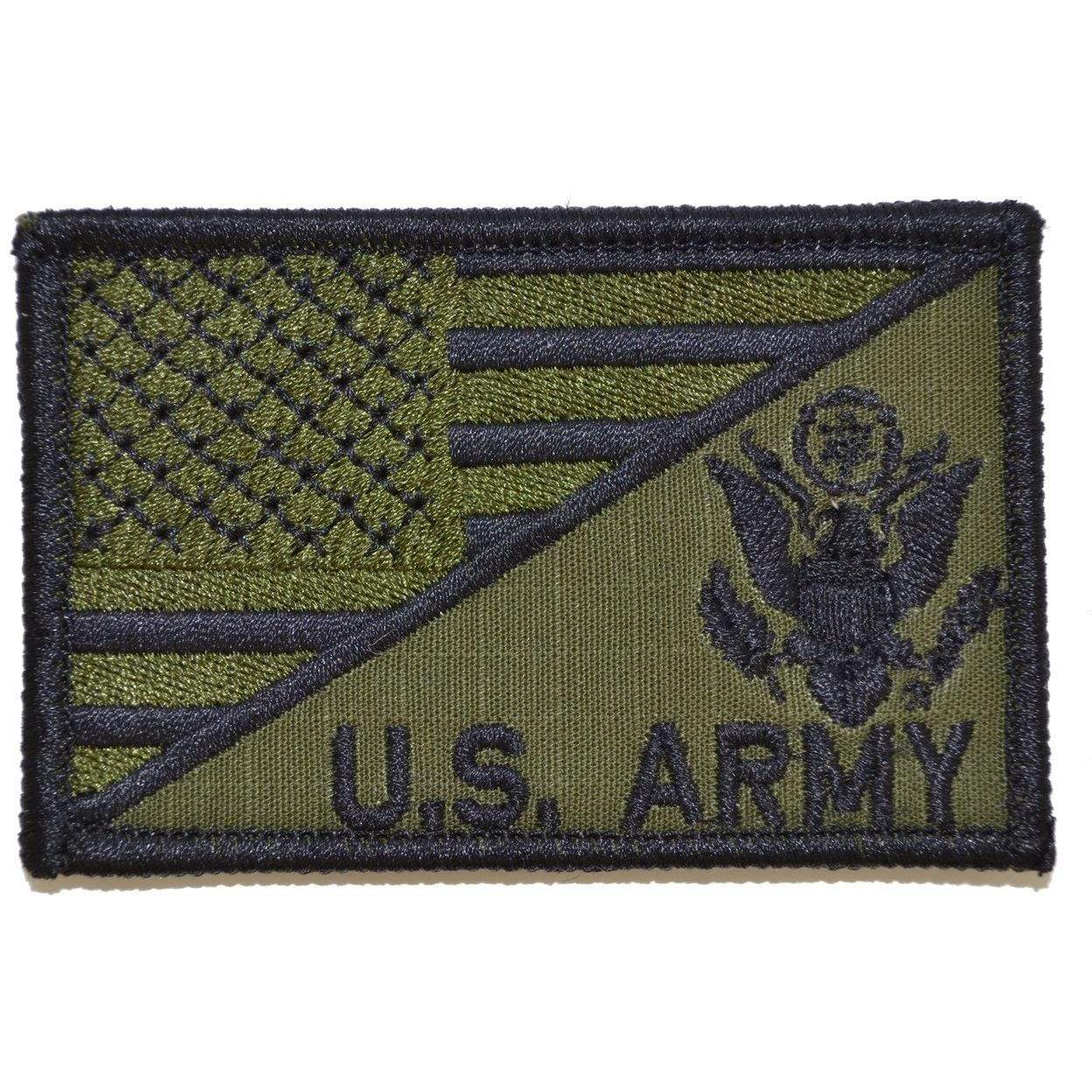 Tactical Gear Junkie Patches Olive Drab US Army Crest With Text USA Flag - 2.25x3.5 Patch