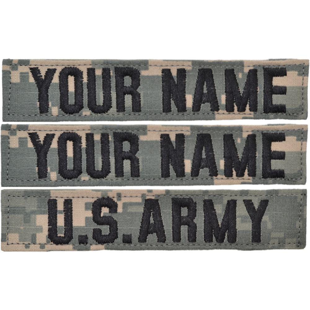 Tactical Gear Junkie Name Tapes 3 Piece Custom Name Tape Set w/ Hook Fastener Backing - ACU