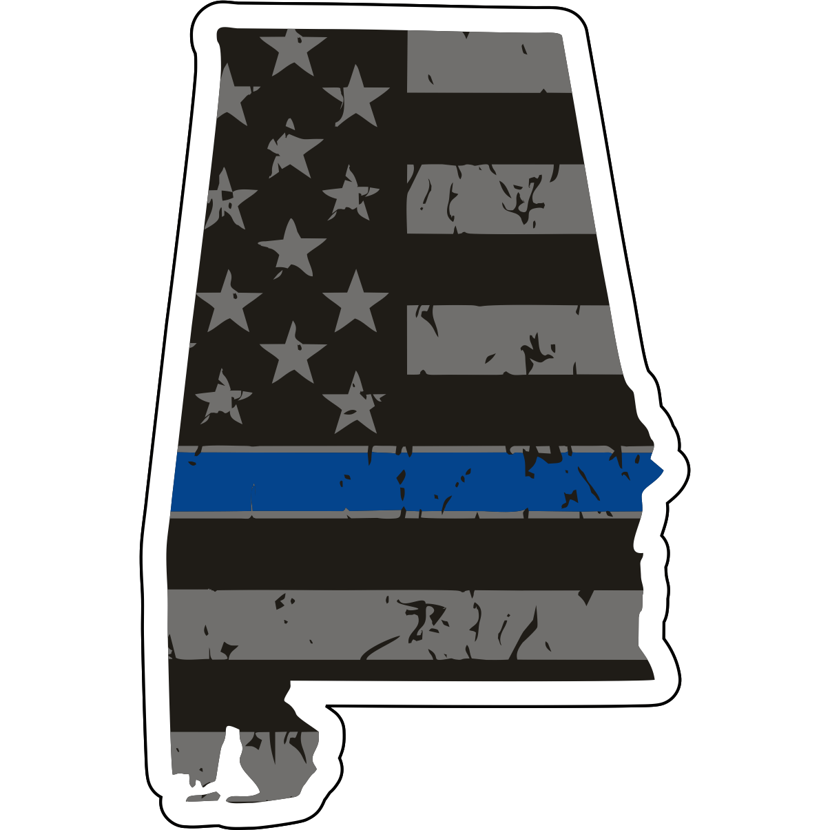 Tactical Gear Junkie Stickers Alabama Distressed Thin Blue Line State Sticker - Choose Your State