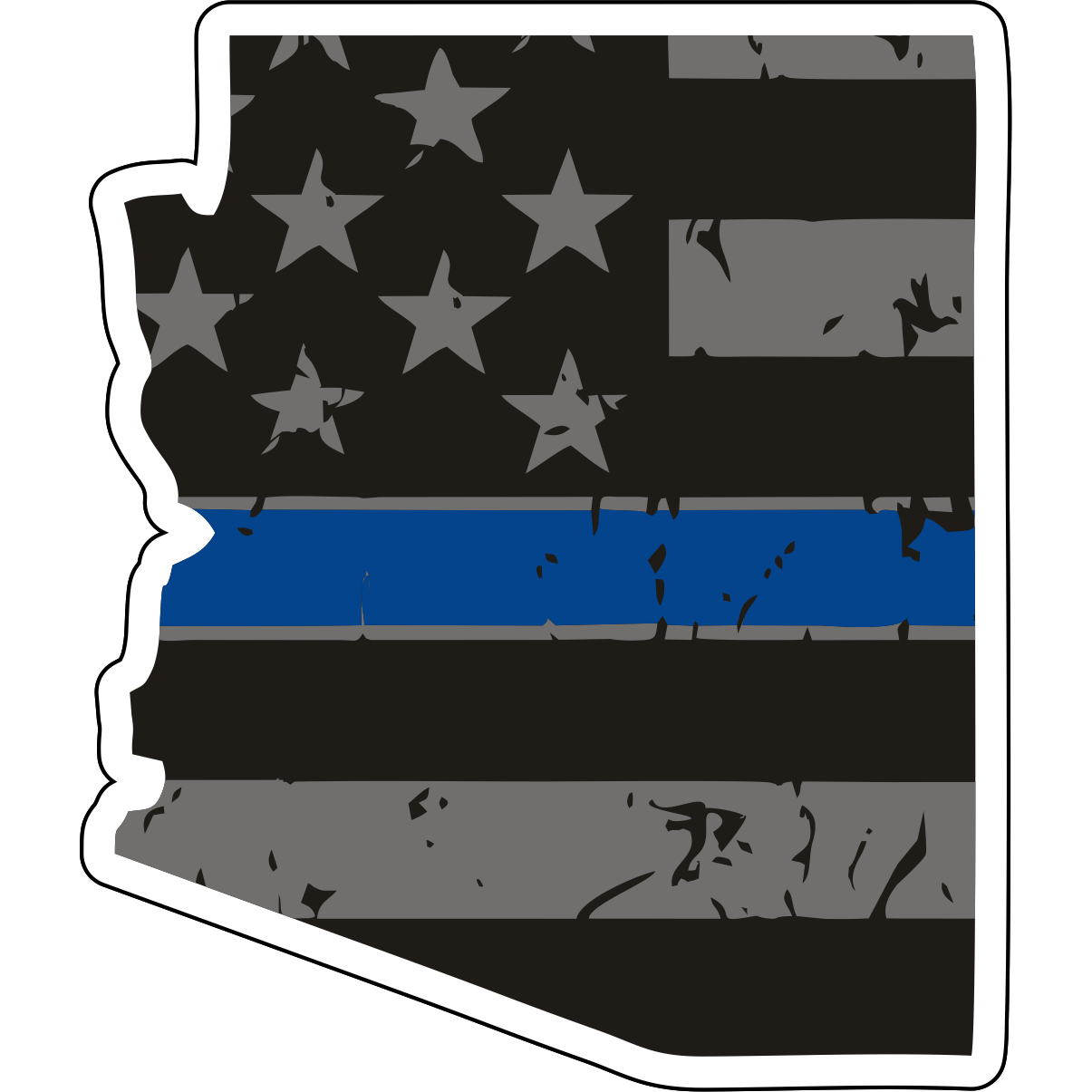 Tactical Gear Junkie Stickers Arizona Distressed Thin Blue Line State Sticker - Choose Your State
