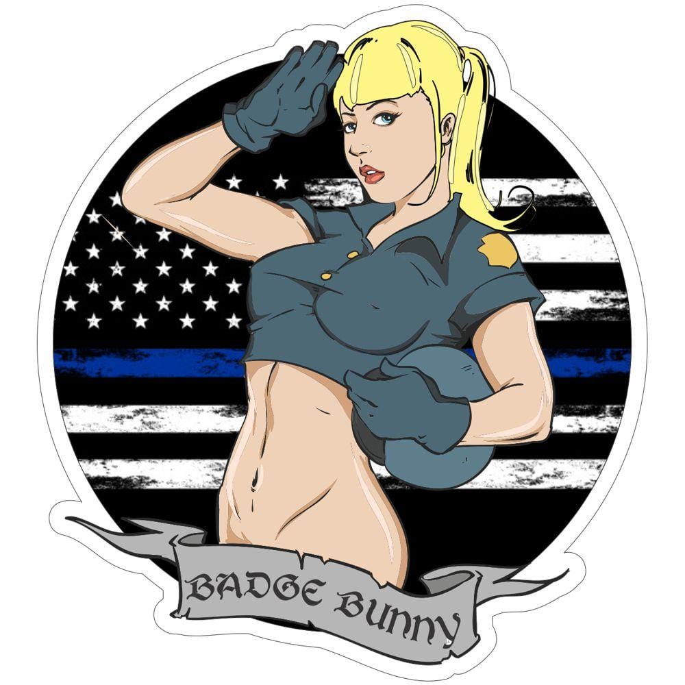 Tactical Gear Junkie Stickers Blonde Badge Bunny - Thin Blue Line - 3 Inch Sticker