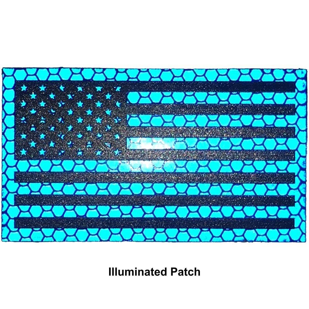 Tactical Gear Junkie Patches Reflective Printed Blue/Black USA Flag - 2x3.5 Patch